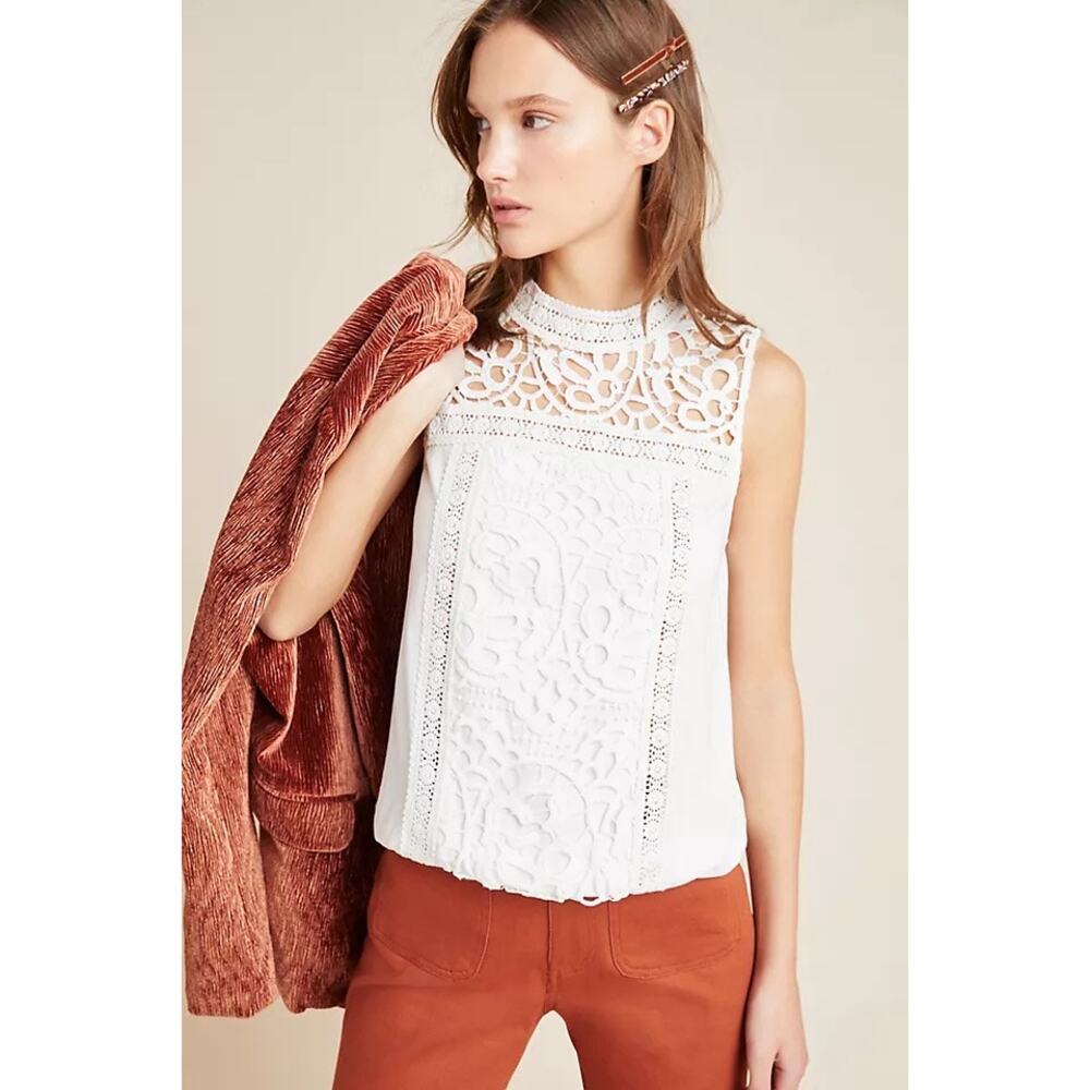 NWT Anthropologie Tiny Luna Lace Top White Size Small